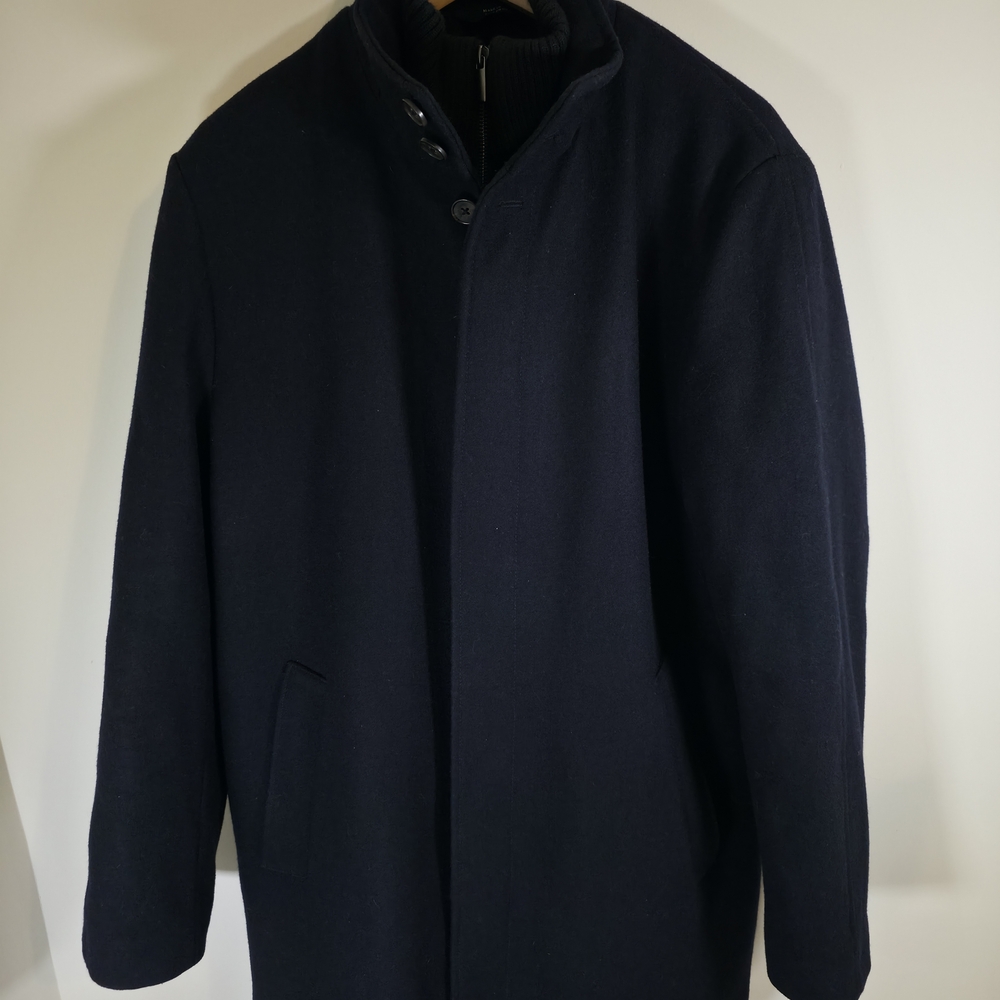Mont-Royal Navy Melange Wool & Cashmere Car Coat